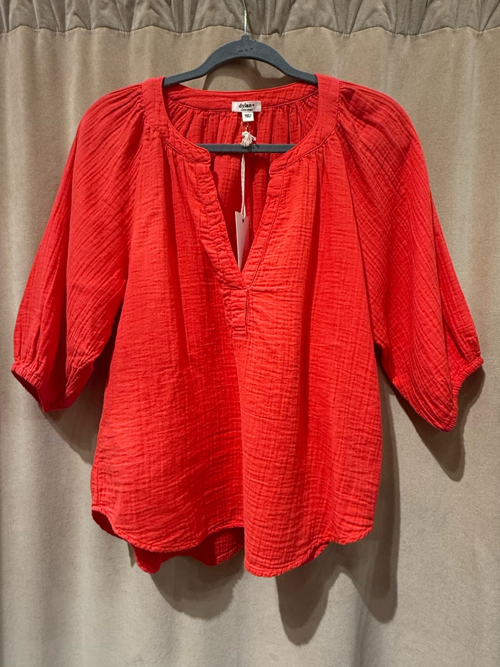 Jolie Cotton Gauze Split Neck Blouse